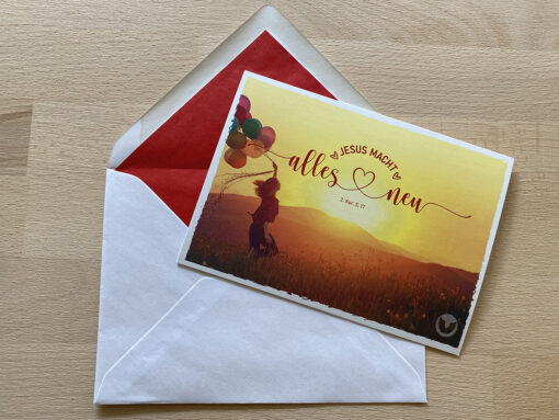Postkarte Din A6 „Alles Neu!“, mit Umschlag