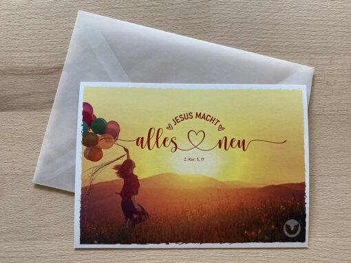 Postkarte Din A6 „Alles Neu!“, mit Umschlag