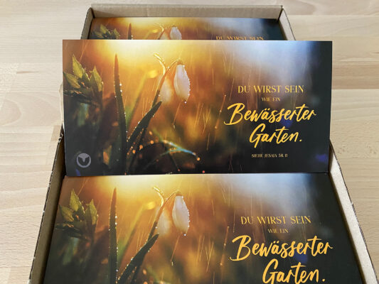 Beitragsbild Postkarte "Bewässerter Garten" (Din lang)