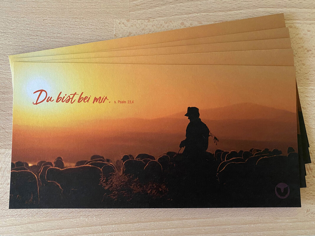 Postkarte „Du bist bei mir (Psalm 23)“ (Din lang)